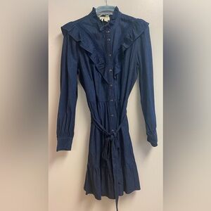 Kate Spade Dark Wash Chambray Ruffle Dress
